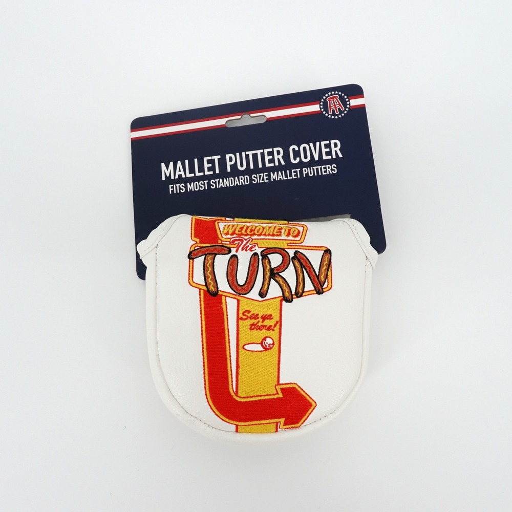 Barstool Golf Retro Turn Mallet Putter Cover White Red Magnetic NEW